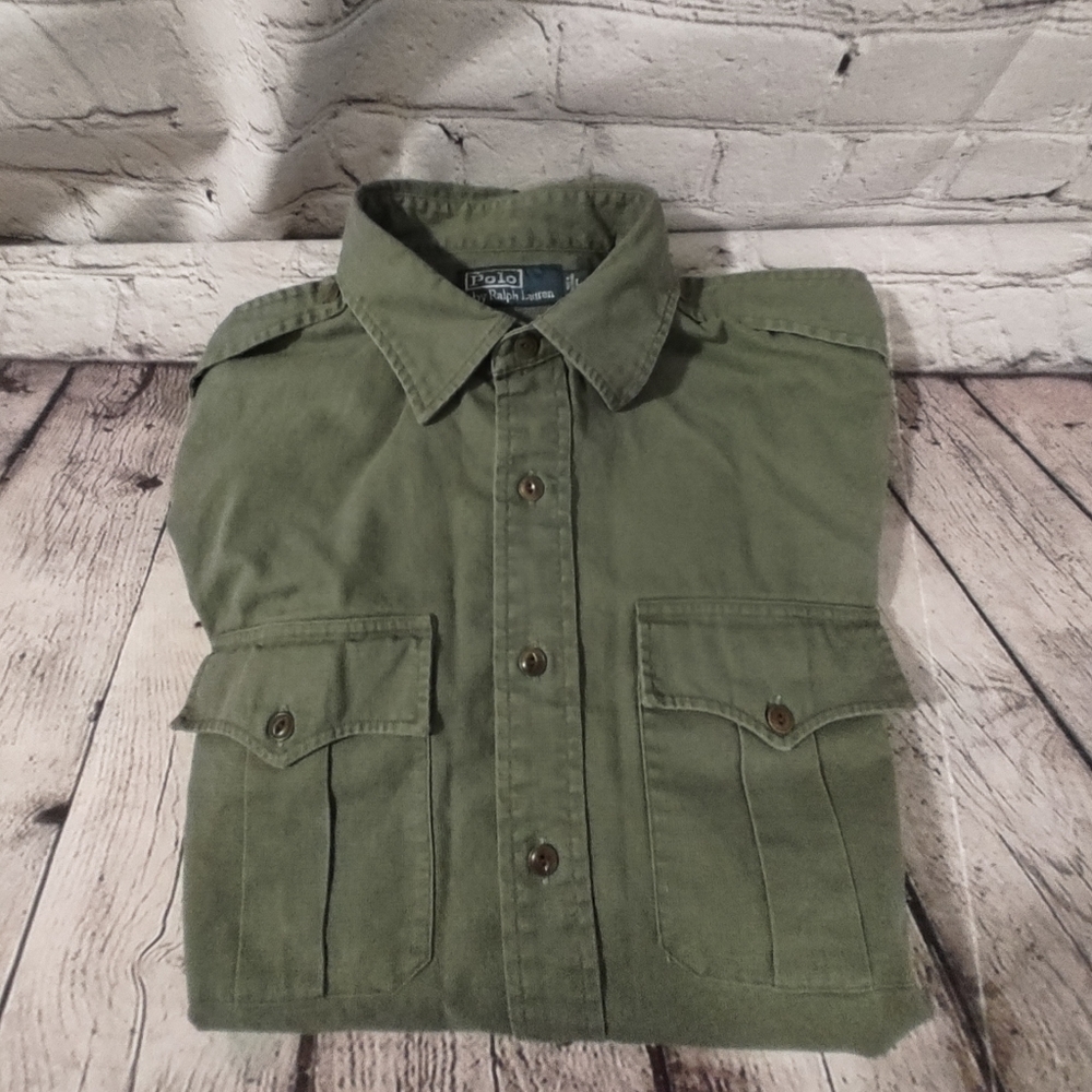 Polo Ralph Lauren Military Green Long Sleeve Button Down Shirt Large